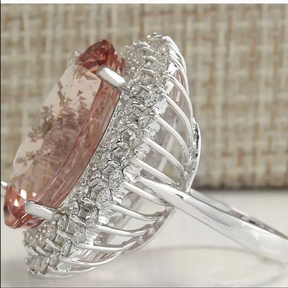 New Oval cut champagne crystal 925 silver ring - Picture 5 of 5